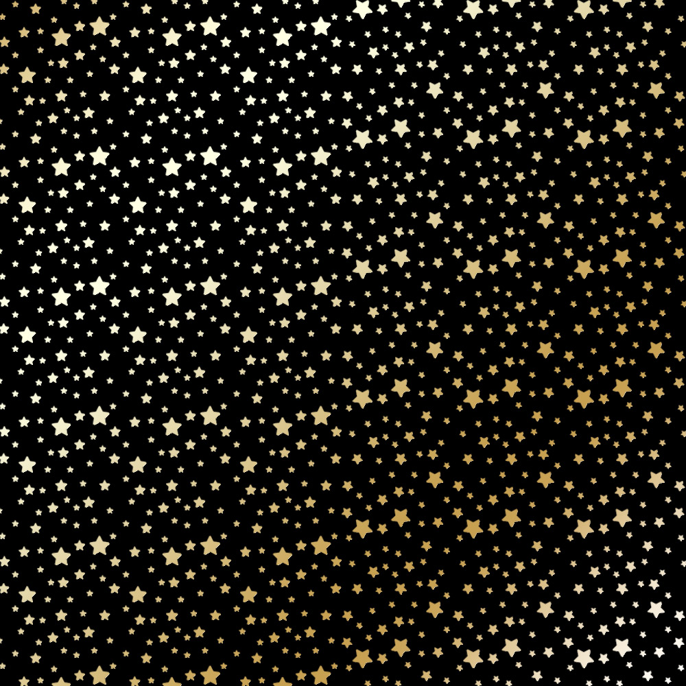 Arkusz papieru jednostronnego wytłaczanego złotą folią, wzór "Złote Gwiazdki Czarna", 30,5x30,5cm  - Fabrika Decoru