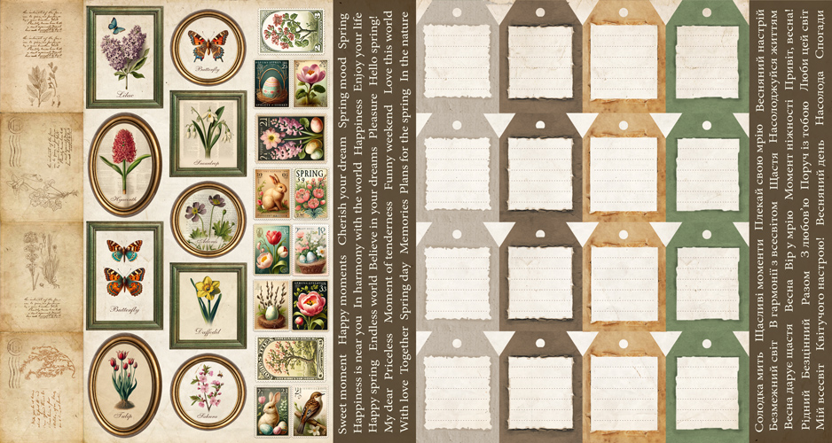 Double-sided scrapbooking paper set Spring botanical story 12” x 12" (30.5cm x 30.5cm), 10 sheets - foto 12