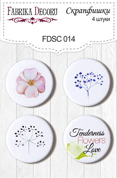 Zestaw 4 ozdobnych buttonów, #014 - Fabrika Decoru