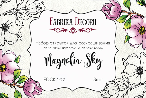Zestaw pocztówek "Magnolia sky" do kolorowania atramentem akwarelowym - Fabrika Decoru