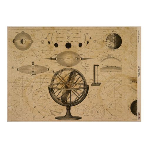 лист крафт бумаги с рисунком mechanics and steampunk #08, 42x29,7 см
