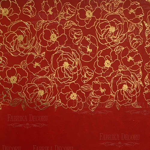 Piece of PU leather for bookbinding with gold pattern Golden Pion Wine red, 50cm x 25cm - foto 1