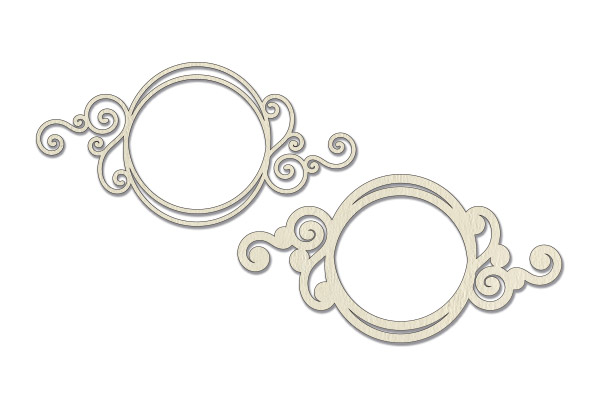 Chipboard embellishments set, Round frame with curls FDCH-559