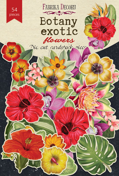 Zestaw wycinanek, kolekcja Botany exotic flowers 54 szt - Fabrika Decoru