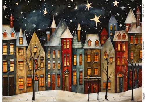 Decoupage Card Cozy houses-1, #0918, 29.7x42cm