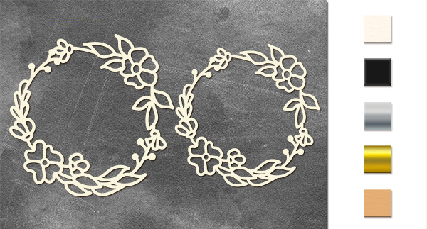 Chipboard embellishments set, Frames with rose hips #567