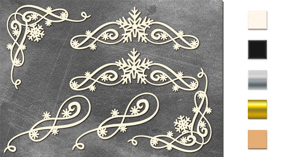 Chipboards set Monogram with snowflake  #630