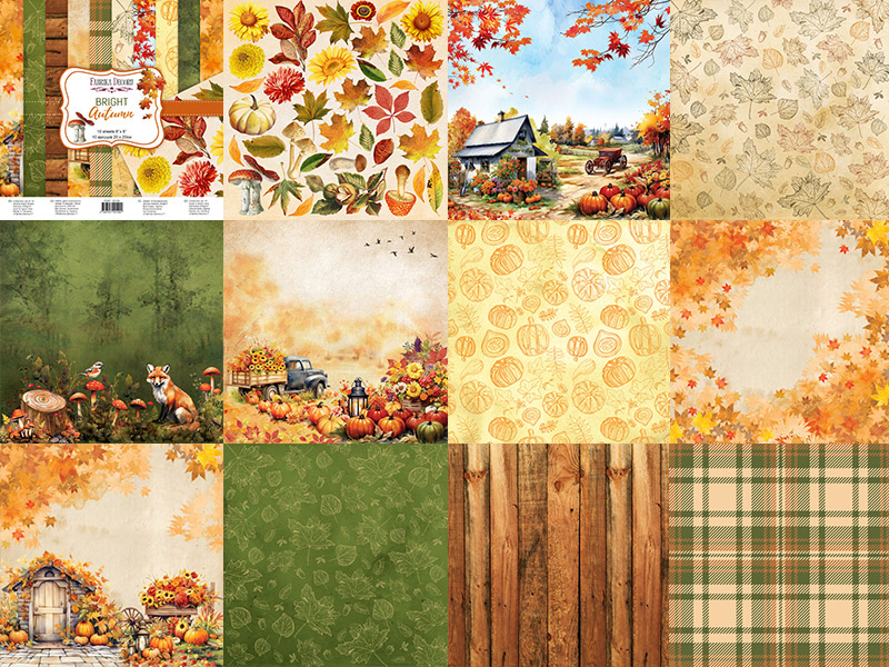 Zestaw papieru do scrapbookingu "Bright Autumn" 20cm x 20cm  - foto 0  - Fabrika Decoru