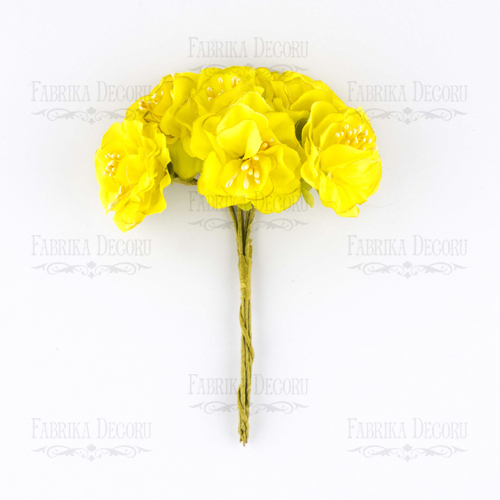 Set of cherry flowers yellow, 6 pcs