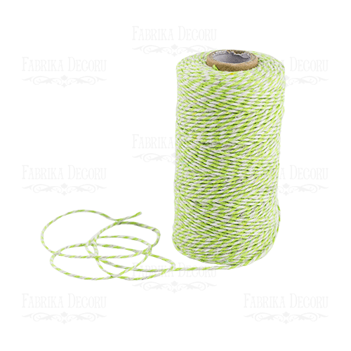 Cotton melange cord. White with  lime green.