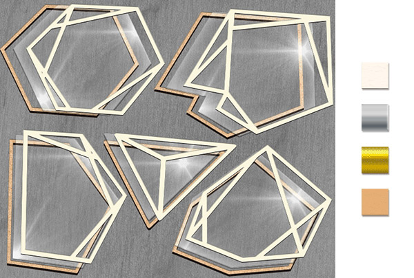 Mega shaker dimension set, 20cm x 20cm, Polygonal frames 5 pcs