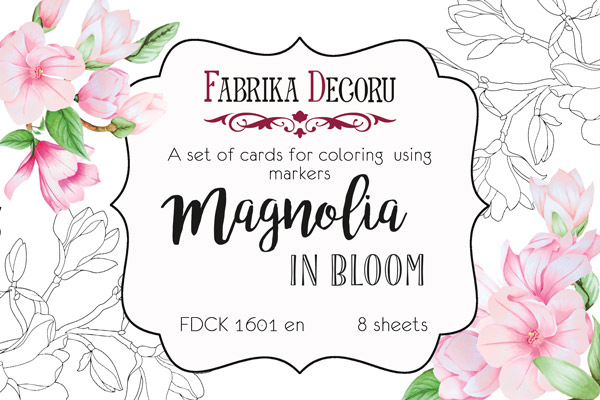 набор открыток для раскрашивания маркерами magnolia in bloom en 8 шт 10х15 см