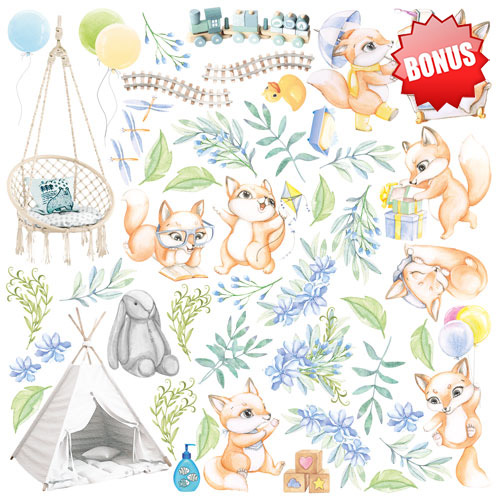 Double-sided scrapbooking paper set Funny fox boy 12"x12", 10 sheets - foto 11