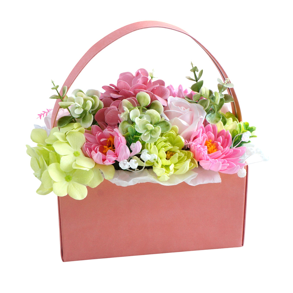 "Peach Elegy"  Flowers in a box purse, 200 x 200 x 100 mm - foto 1