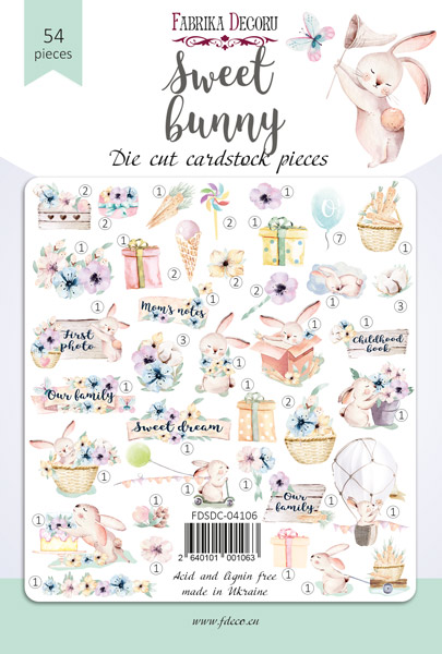 Set of die cuts Sweet bunny, 54 pcs - foto 0