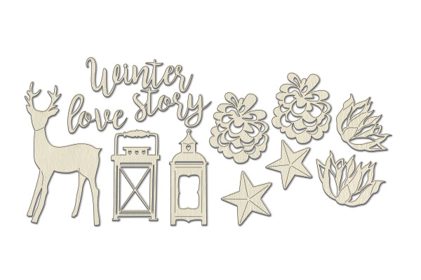 Chipboard embellishments set, "Winter Love Story 1" #240