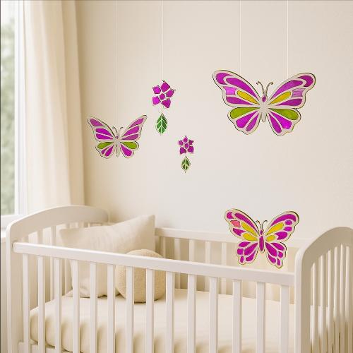 Art Stained Glass Kit "Vivid Butterflies", for painting by numbers - foto 0