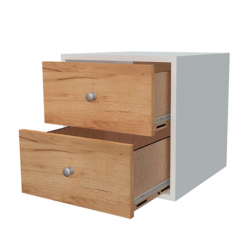 Cabinet with two drawers 0,5:0,5, Fronts Golden Oak, 400mm x 400mm x 400mm