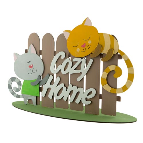 DIY wooden coloring set, desk composition "Cats on the fence", #006 - foto 0