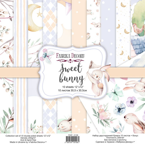 набор скрапбумаги sweet bunny 30,5x30,5 см, 10 листов