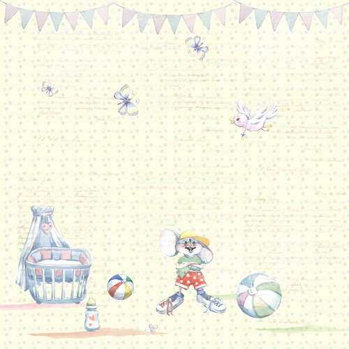 Double-sided scrapbooking paper set My little mousy boy 12"x12", 10 sheets - foto 3