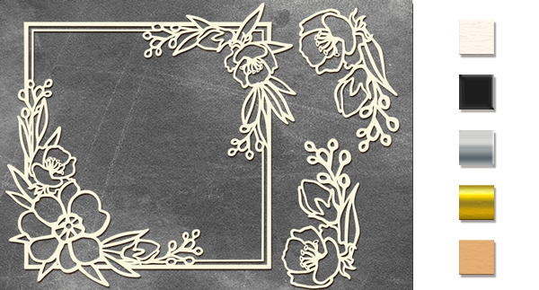 Chipboard embellishments set, "Flower square" #336