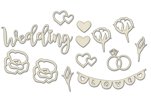 Chipboard embellishments set, "Wedding of our dream 1" #119