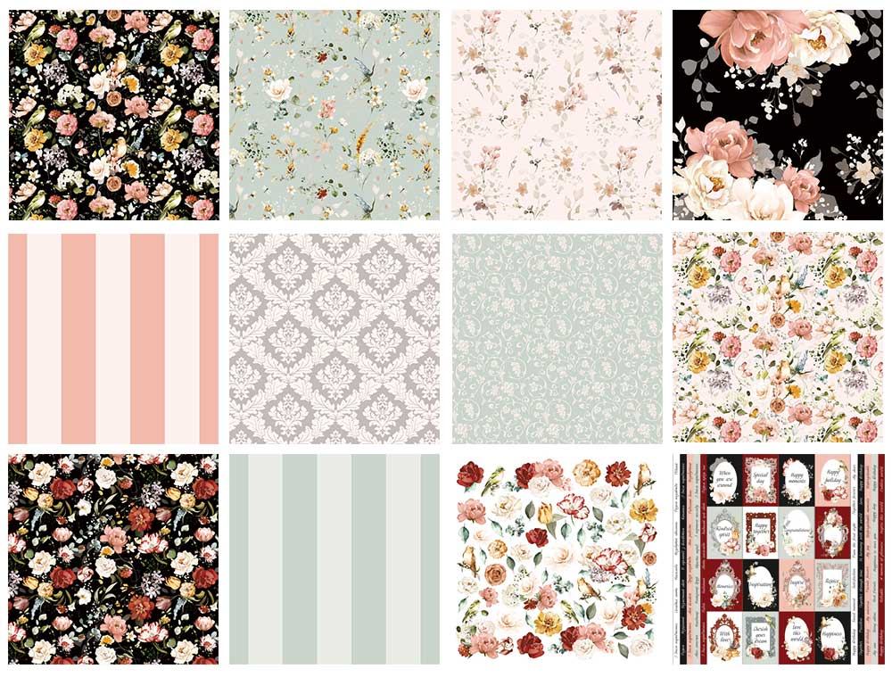 Double-sided scrapbooking paper set Miracle flowers 12"x12", 10 sheets - foto 0