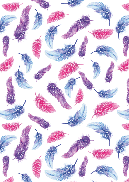 overlay feathers multi-colored 21х29,7 сm