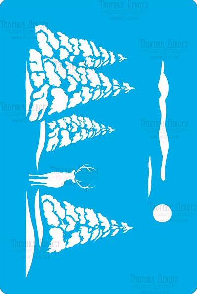 трафарет многоразовый 15x20см зимний лес #243 фабрика декору