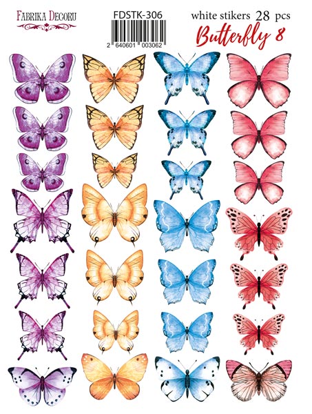 Aufkleberset 28 Stück Schmetterling #306 - Fabrika Decoru