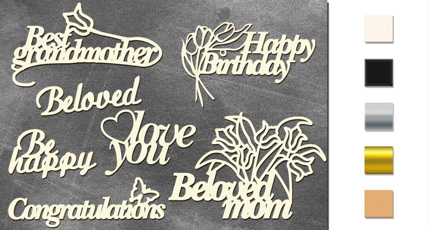 Chipboard embellishments set, Happy Women's Day EN #504