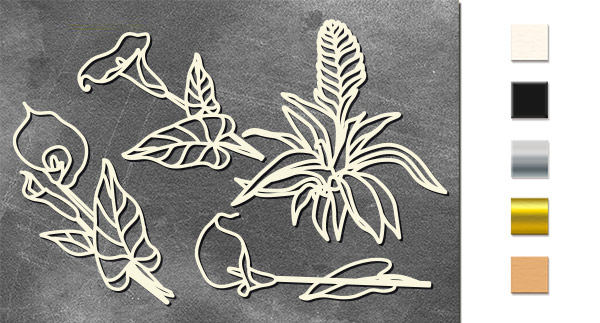 Chipboard embellishments set, Botany exotic #710