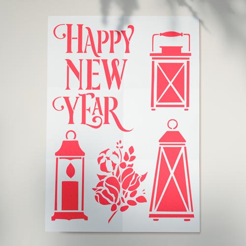 Stencil for crafts 15x20cm "Happy New Year" #299 - foto 1