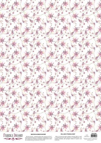 deco vellum colored sheet orichids magenta background, a3 (11,7" х 16,5")