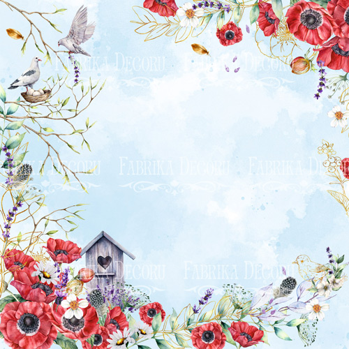 Blatt doppelseitiges Papier für Scrapbooking Sommerstimmung #51-01 12"x12" - Fabrika Decoru