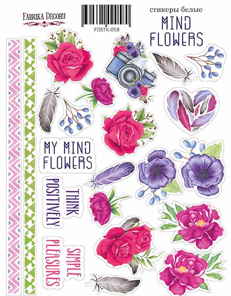 набор наклеек (стикеров) #058, "mind flowers"