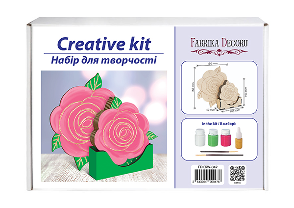 DIY wooden coloring set, set of cup holders "Roses", 6 pcs., #047