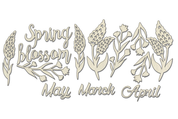 Chipboard embellishments set, "Spring blossom" #173