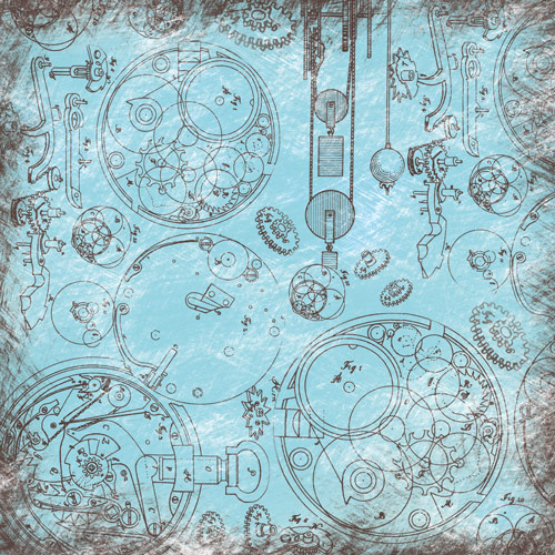 лист двусторонней бумаги для скрапбукинга grunge & mechanics #1079-4 30,5х30,5 см