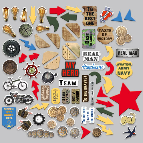 Set of die cuts Military style, 77 pcs - foto 1