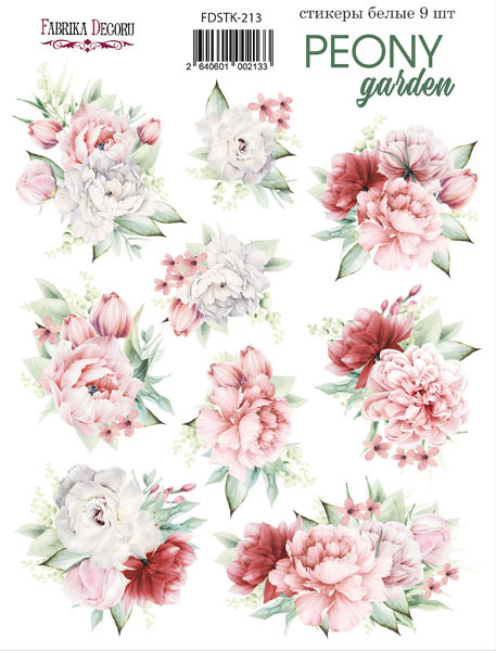 Zestaw naklejek, 9 szt, "Peony garden" #213 - Fabrika Decoru