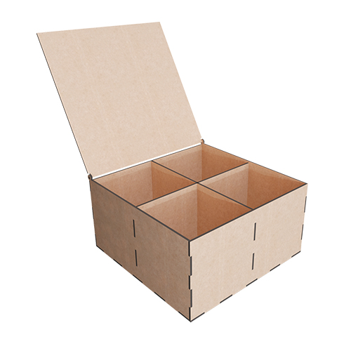 Gift Box of 4 sections with hinged lid, DIY kit #286