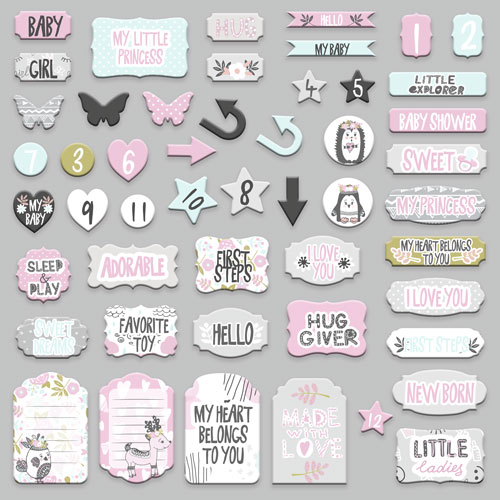 Set of die cuts Scandi Baby Girl, 50 pcs - foto 1