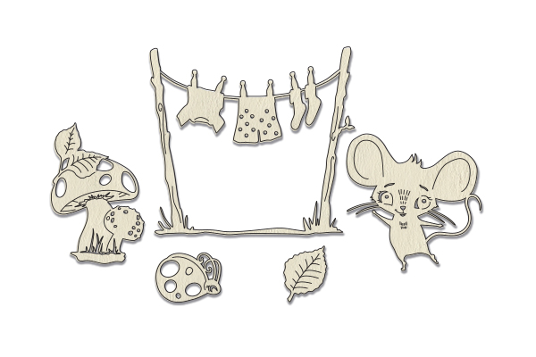 Chipboard embellishments set, Happy mouse day #793