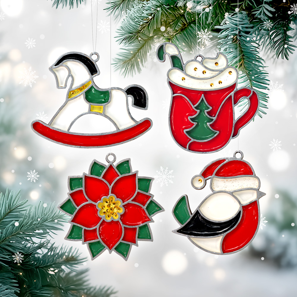 Набор Арт Витраж "Яркое Рождество", для витражной росписи по номерам - Фото 0