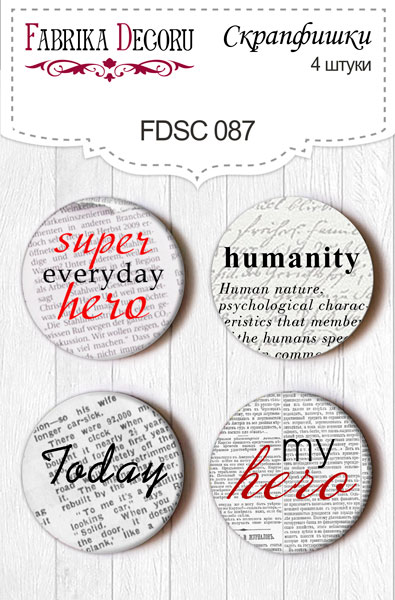 Set of 4pcs flair buttons for scrabooking #087