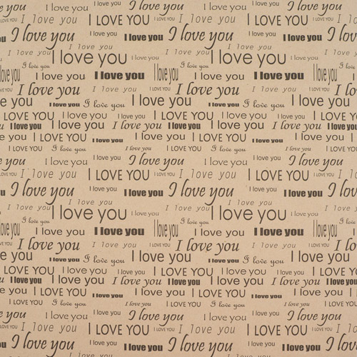 Kraft paper sheet 12"x12" Lettering I love you