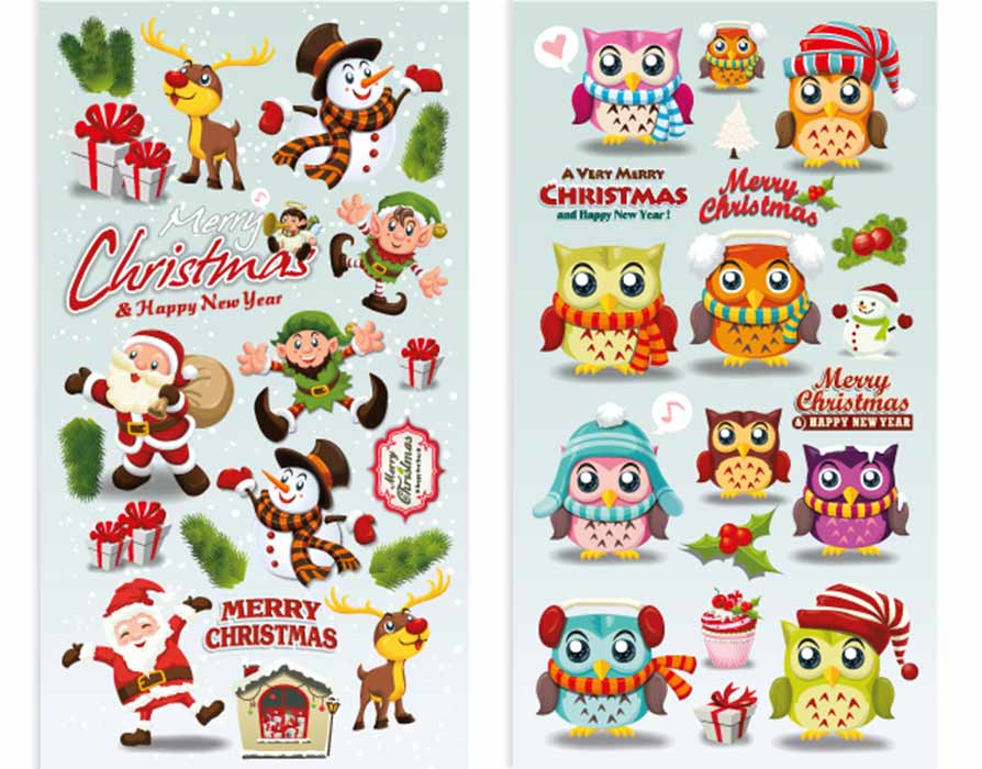 Set of of pictures for decoration "Owls and Elves" ".