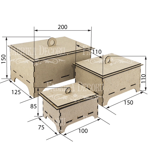 Jewelry boxes for accessories and jewelry, 3pcs, DIY kit #042 - foto 0